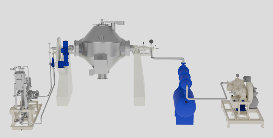 The condensing unit in a complete vacuum drying system
